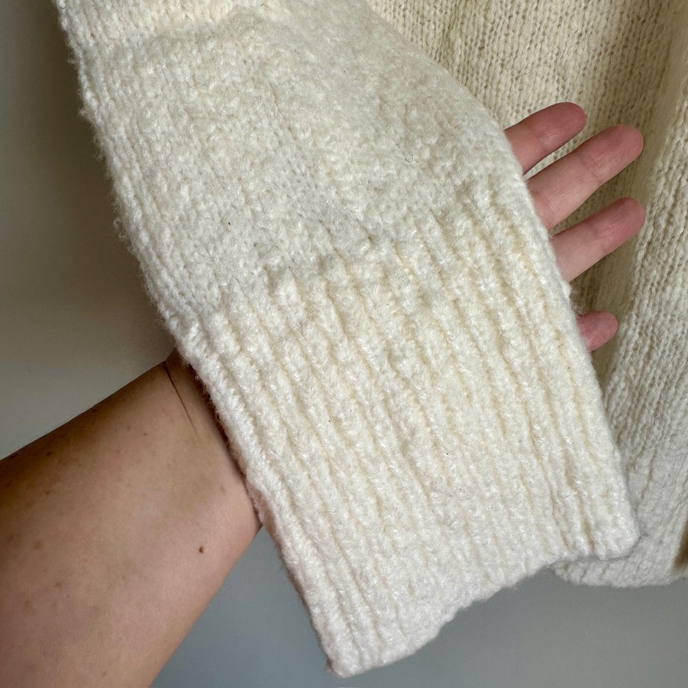 Vince Sweater Womens Large Cream Ivory‎ Turtleneck Wool Blend Ribbed Chunky NWT - Picture 4 of 10